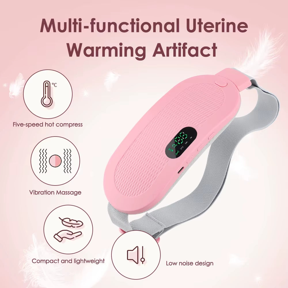 Menstrual Heating Pad Abdominal Massager Smart Warm Palace Belt Waist Vibration Massage Device for Cramps Period Pain Relief